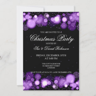Elegant Christmas Party Winter Wonder Purple Invitation