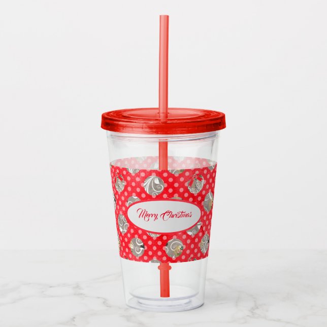 Elegant Christmas Pattern Acrylic Tumbler (Front)