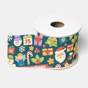 Elegant Christmas Pattern- Merry Christmas Design Grosgrain Ribbon
