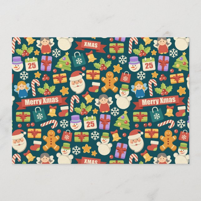 Elegant Christmas Pattern- Merry Christmas Design Invitation (Front)