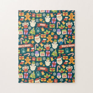 Elegant Christmas Pattern- Merry Christmas Design Jigsaw Puzzle