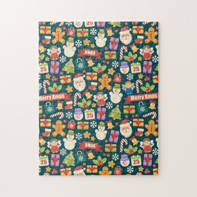Elegant Christmas Pattern- Merry Christmas Design Jigsaw Puzzle (Vertical)