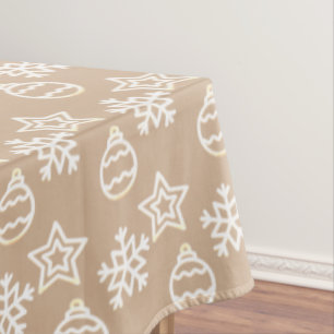 Elegant Christmas Pattern on Beige Tablecloth