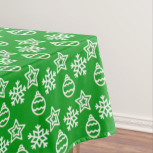 Elegant Christmas Pattern on Green Tablecloth