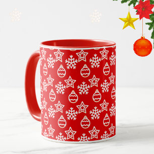 Elegant Christmas Pattern on Red Mug