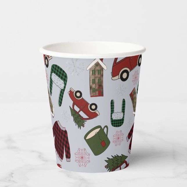 Elegant Christmas Pattern     Paper Cups (Front)