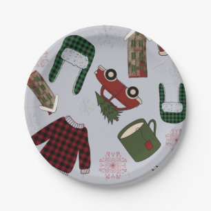 Elegant Christmas Pattern   Paper Plate