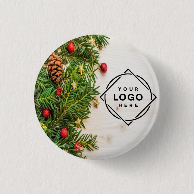 elegant christmas personalise photo  3 cm round badge (Front)