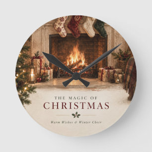 Elegant Christmas Personalised Family Stockings Round Clock