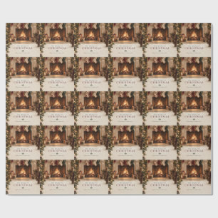 Elegant Christmas Personalised Family Stockings Wrapping Paper