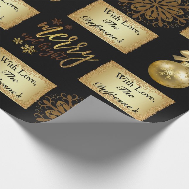 Elegant Christmas Personalised Name Wrapping Paper (Corner)