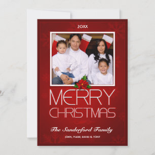 Elegant Christmas photo card - red / white