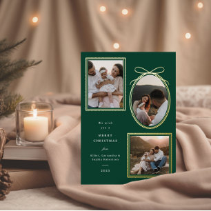 Elegant Christmas Photo Card Three Photo Layout