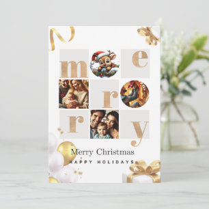 Elegant Christmas Photo Card with Pine Branch Deta