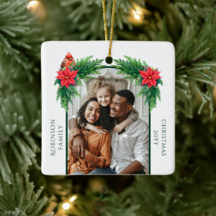Elegant Christmas Photo  Ceramic Ornament