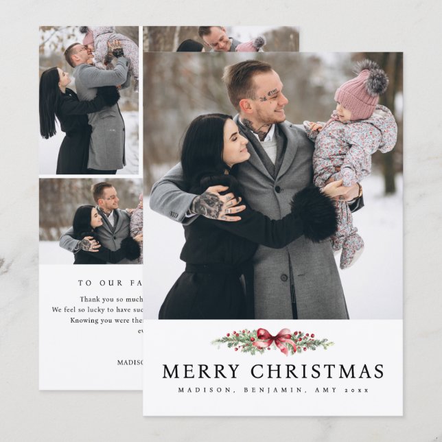 Elegant Christmas Photo Collage Simple  Holiday Card (Front/Back)