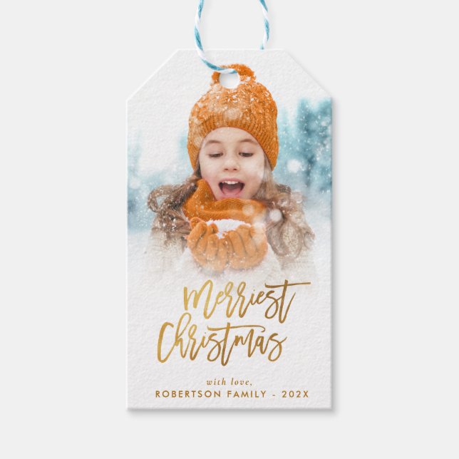 elegant christmas photo gift tags (Front)