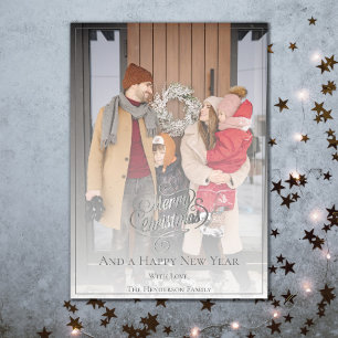 Elegant Christmas Photo   Grey Holiday Card