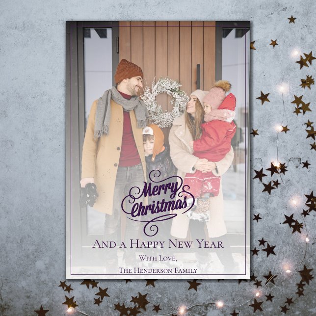 Elegant Christmas Photo | Purple Holiday Card (Purple Elegant Christmas Photo Holiday Card)