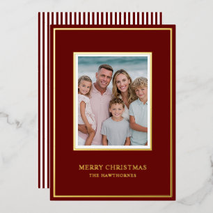 Elegant Christmas Photo Simple Foil Holiday Card