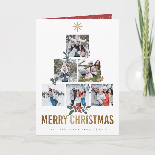 Elegant Christmas Photo Tree  Holiday Card (Front)