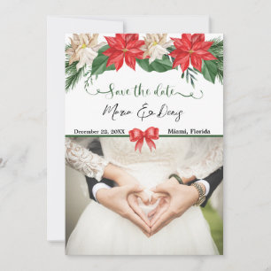 Elegant Christmas Photo Wedding Save the date Inv Invitation