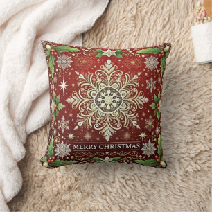 Elegant Christmas Pillow Design with Golden