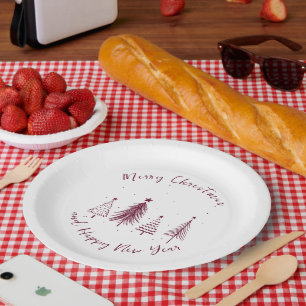Elegant Christmas Pine Tree Christmas Paper Plate
