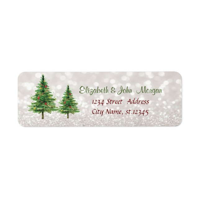 Elegant,Christmas Pine Trees ,Glittery Bokeh (Front)