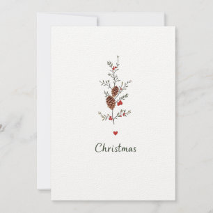 Elegant Christmas Pinecone & Holly Card