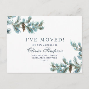 Elegant Christmas Pinecones Moving Announcement Postcard