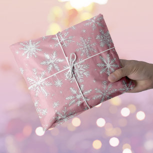 Elegant Christmas Pink and White Snowflakes Tissue Paper