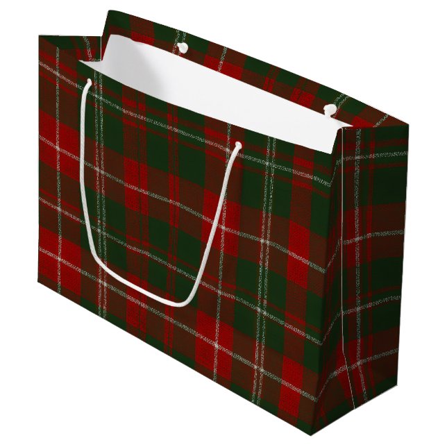 Elegant Christmas Plaid Large Gift Bag (Front Angled)