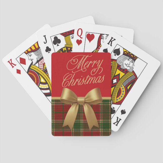 Elegant Christmas Plaid Playing Cards (Back)