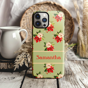 Elegant Christmas Poinsettia Botanical Floral Case-Mate iPhone 14 Case