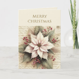 Elegant Christmas Poinsettia Flower Holiday  Card