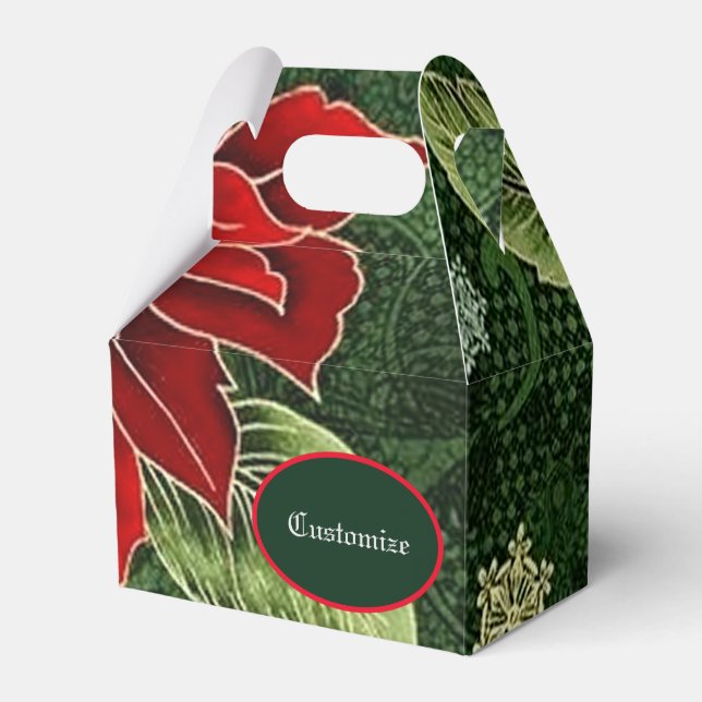 Elegant Christmas Poinsettia Gable Favour Box (Front Side)