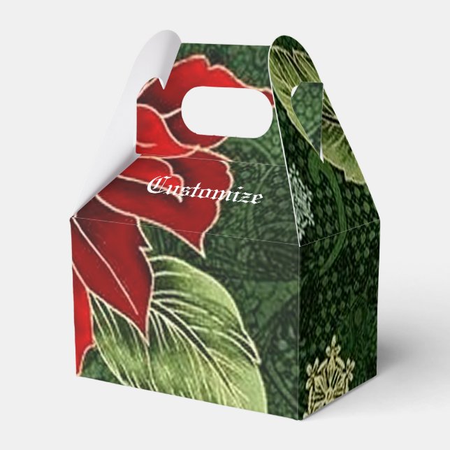 Elegant Christmas Poinsettia Gable Favour Box (Front Side)