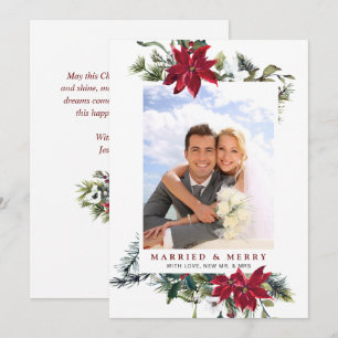 Elegant Christmas Poinsettia Photo Greeting Holiday Card
