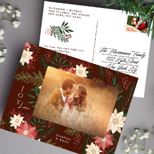 Elegant Christmas Poinsettia Splendour Photo Holiday Postcard