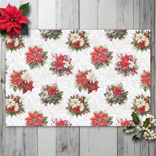 Elegant Christmas Poinsettias and Damask Tissue Paper
