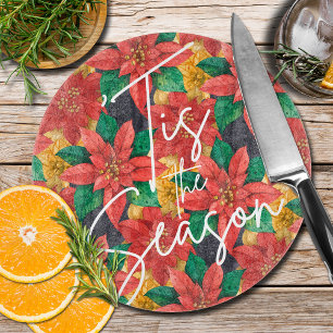 Elegant Christmas Poinsettias Cutting Board