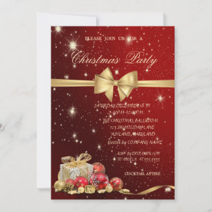 Elegant Christmas Presents,Bow,Red,Christmas Party Invitation