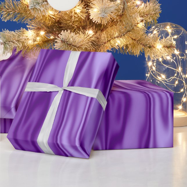 Elegant Christmas Purple Faux Satin Graphic Wrapping Paper (Holidays)