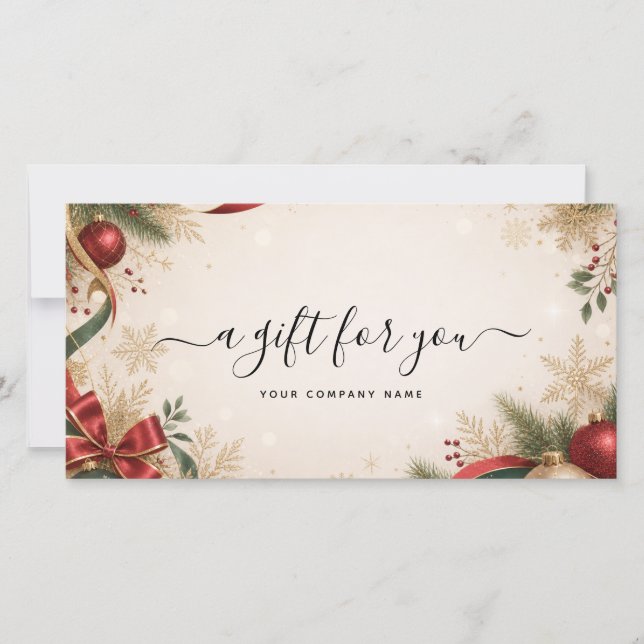 Elegant Christmas QR Code Gift Certificate (Front)