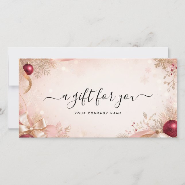 Elegant Christmas QR Code Gift Certificate (Front)