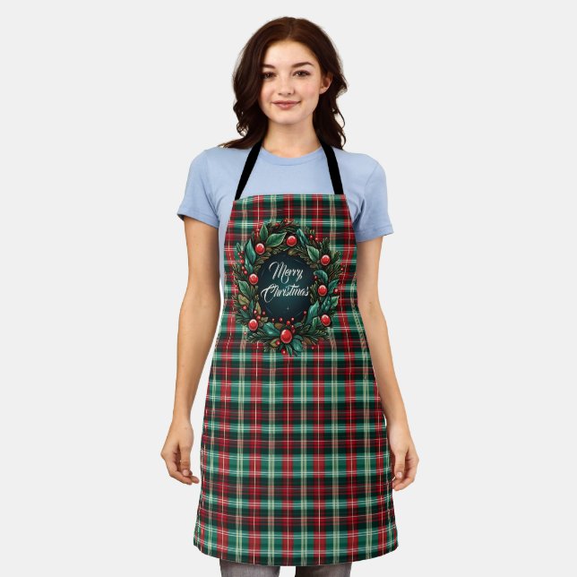 Elegant Christmas Red and Green Custom Apron (Worn)