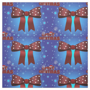 Elegant Christmas Red Bow with White Dots Fabric