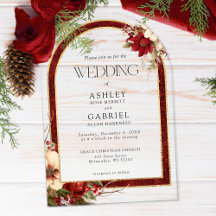 Elegant Christmas Red Damask Floral Arch