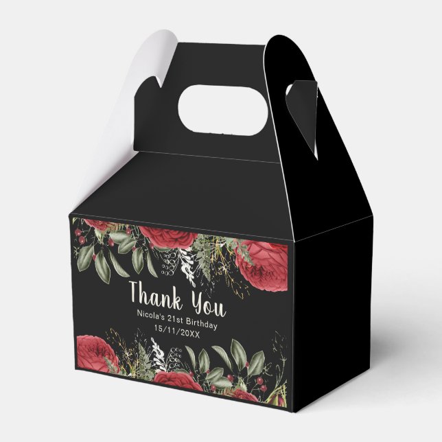Elegant Christmas Red Flowers Birthday Party Favour Box (Front Side)